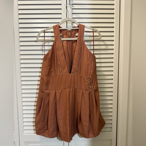 By Anthropologie Sleeveless V-Neck Pinafore Romper - Picture 4 of 10